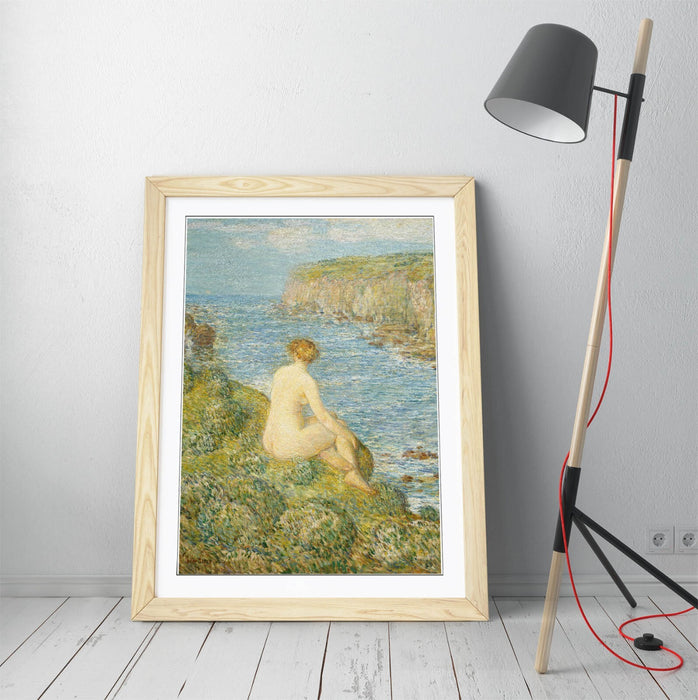 Framed Wall Art - 'Childe Hassam, Nymph And Sea' Print On Matte Paper