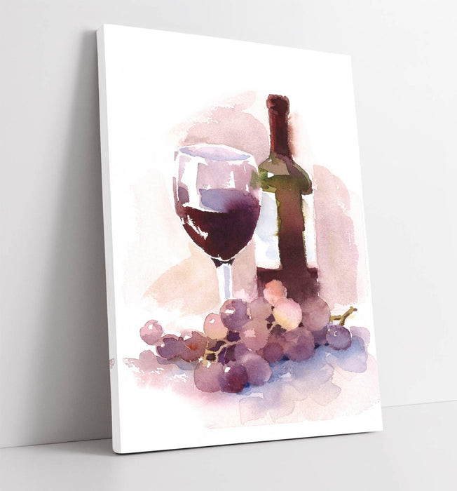 Watercolour Wine Canvas - Handmade Kitchen Wall Art | Premium Grapes Home Decor Print