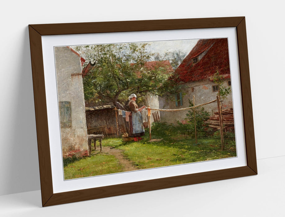 Framed Wall Art - John Ottis Adams Wash Day Bavaria Poster Print 4 Sizes