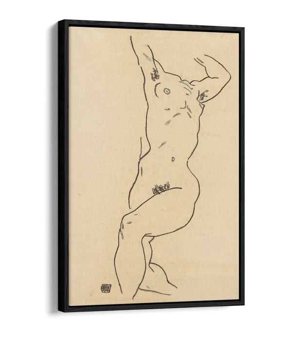 Canvas Wall Art Print – Egon Schiele Reclining Nude Painting | Float Effect Canvas