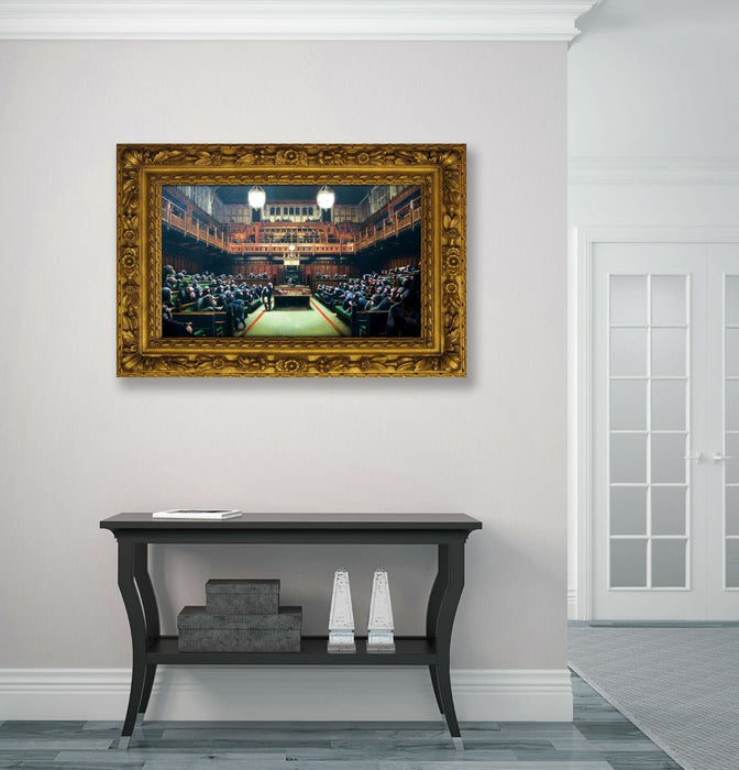 MONKEY PARLIAMENT CANVAS WALL ART ARTWORK GRAFFITI PRINTED FRAME BANKSY STYLE