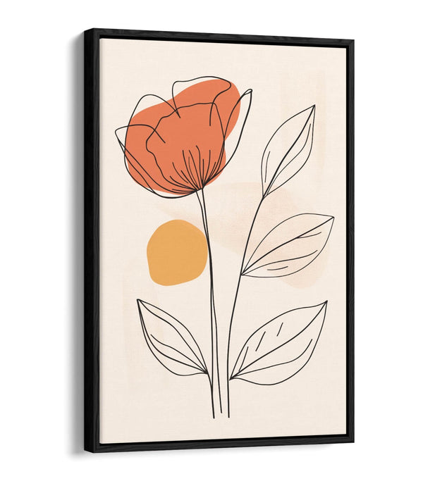 Minimalist Flower Canvas – Contemporary Wall Art With Float Effect Frame
