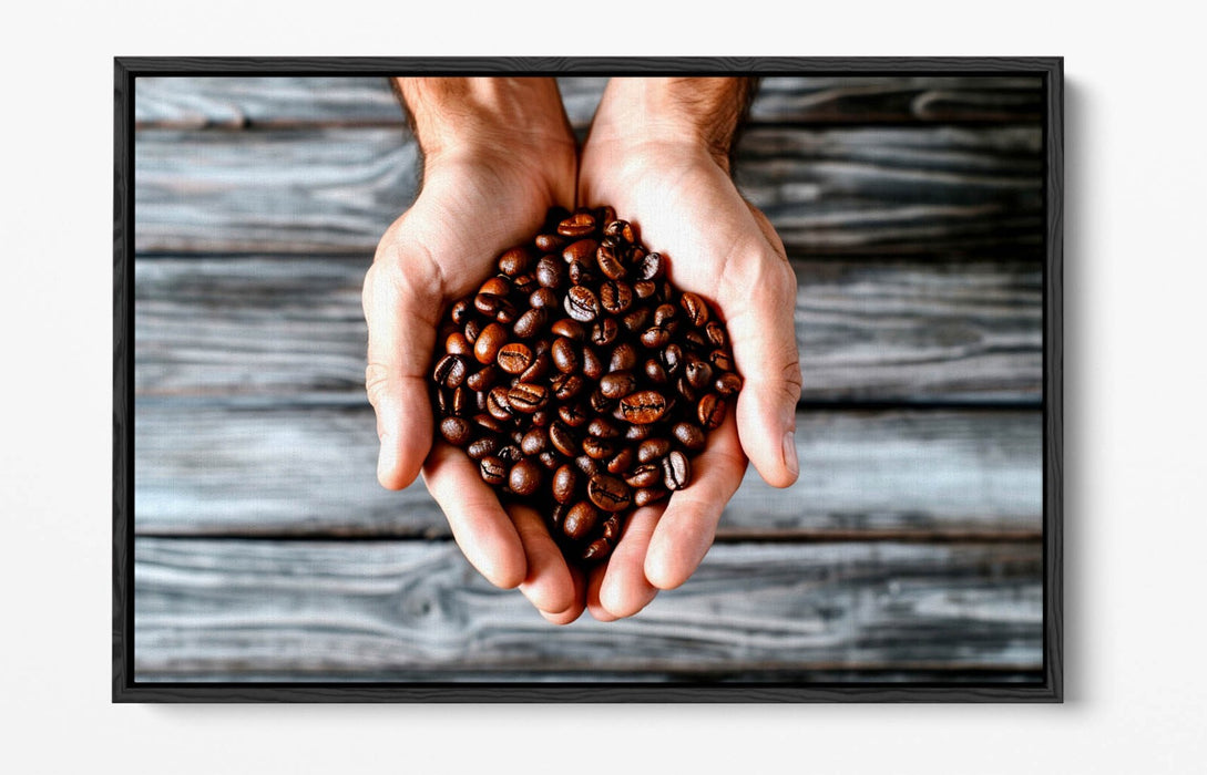 Canvas Wall Art – Coffee Bean Decor With Float Effect Frame | Handmade Print