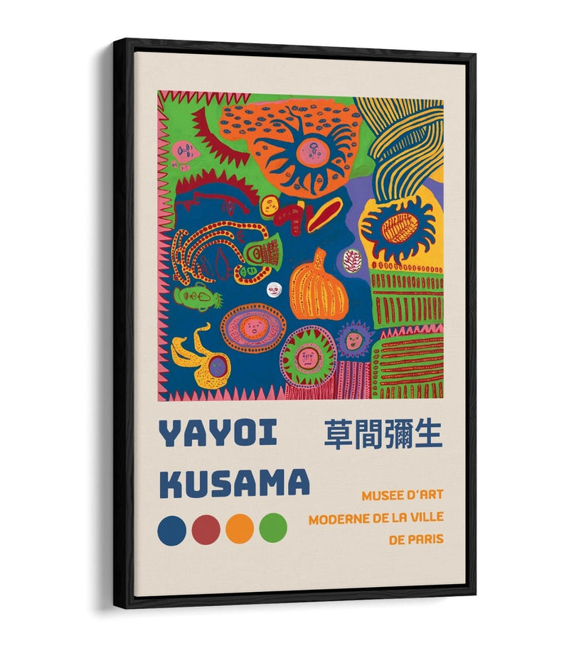 Abstract Canvas Art - Yayoi Kusama Print With Float Effect Frame | Contemporary Wall Decor