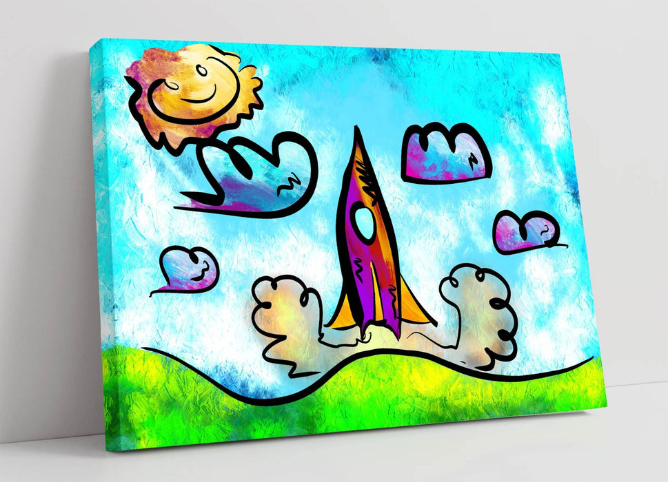 COLOURFUL KIDS ART BEDROOM DECOR -CANVAS FRAMED WALL ART PIC PRINT