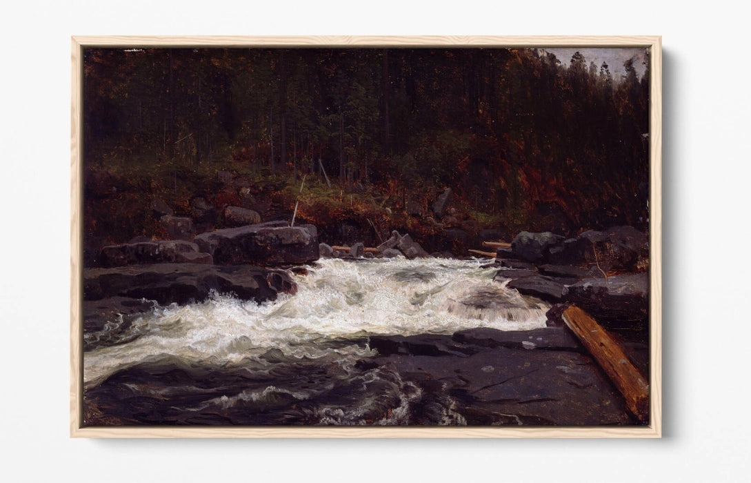Float Effect Canvas Art - Waterfall Wall Decor Telemark Landscape Print With Premium Satin Varnish