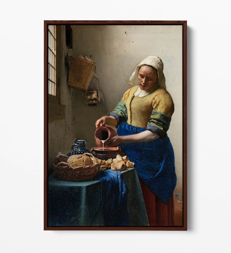 Float Effect Canvas Art - Johannes Vermeer The Milkmaid Premium Wall Print