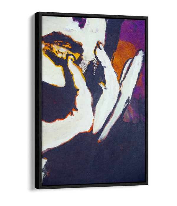 Canvas Wall Art – Abstract Lips Graffiti Print | Float Effect Frame, Handmade UK