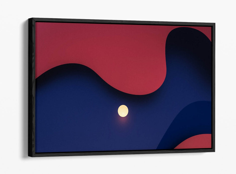 Canvas Wall Art - Moon In Blue Sky Abstract Canvas Print | Float Effect Frame