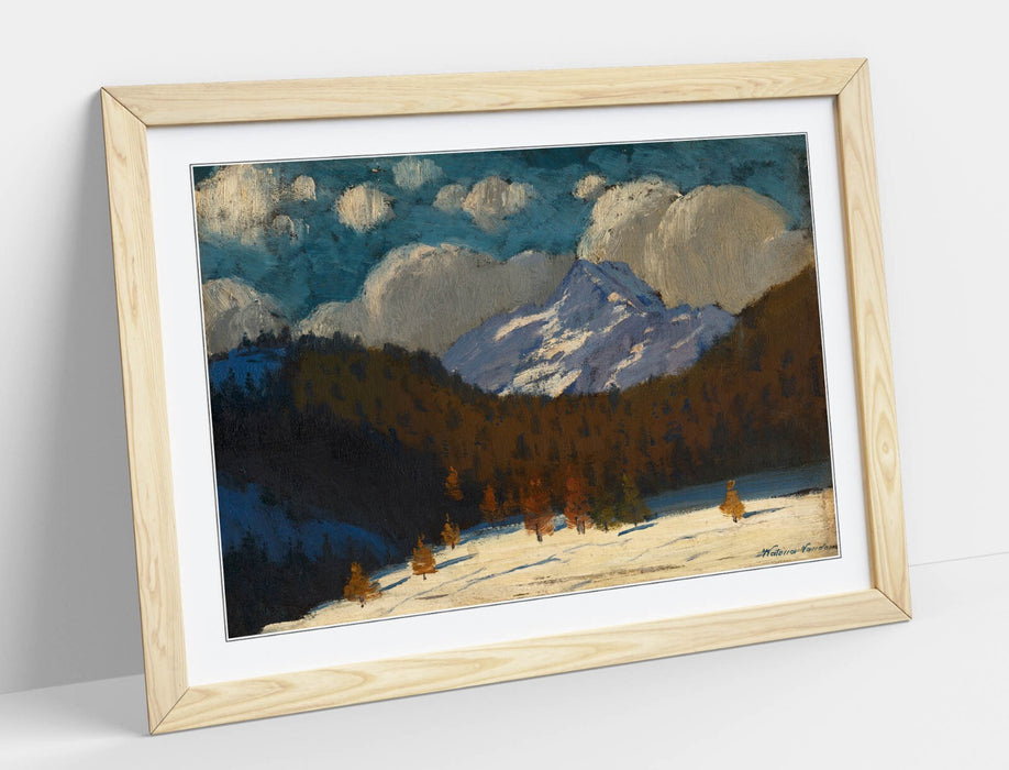 Framed Art Poster - High Tatras Winter Mountain Print With Natural Wood Frame