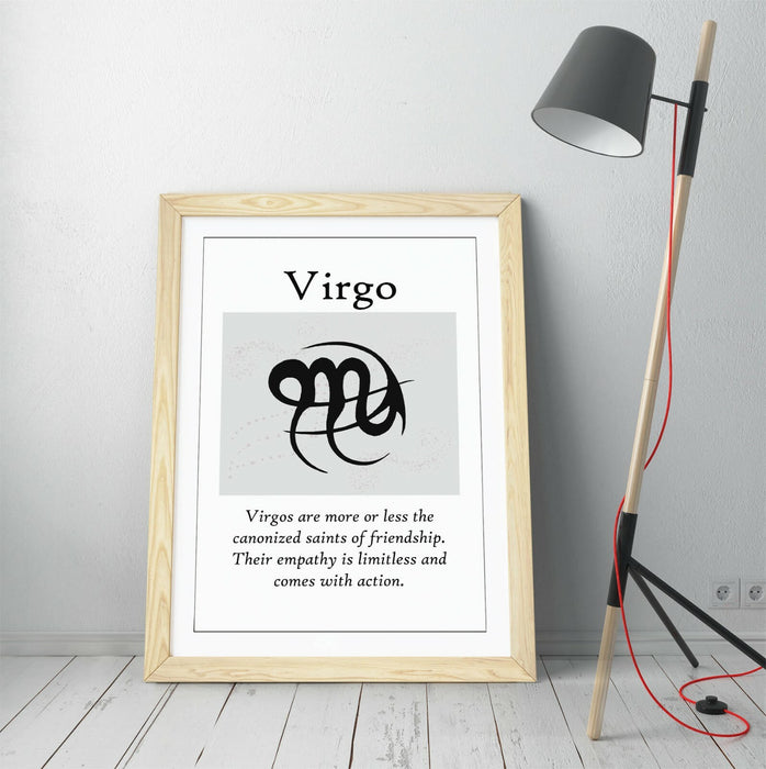 VIRGO STAR SIGN ZODIAC ASTOLOGY QUOTE SLOGAN -FRAMED WALL ART PICTURE PRINT