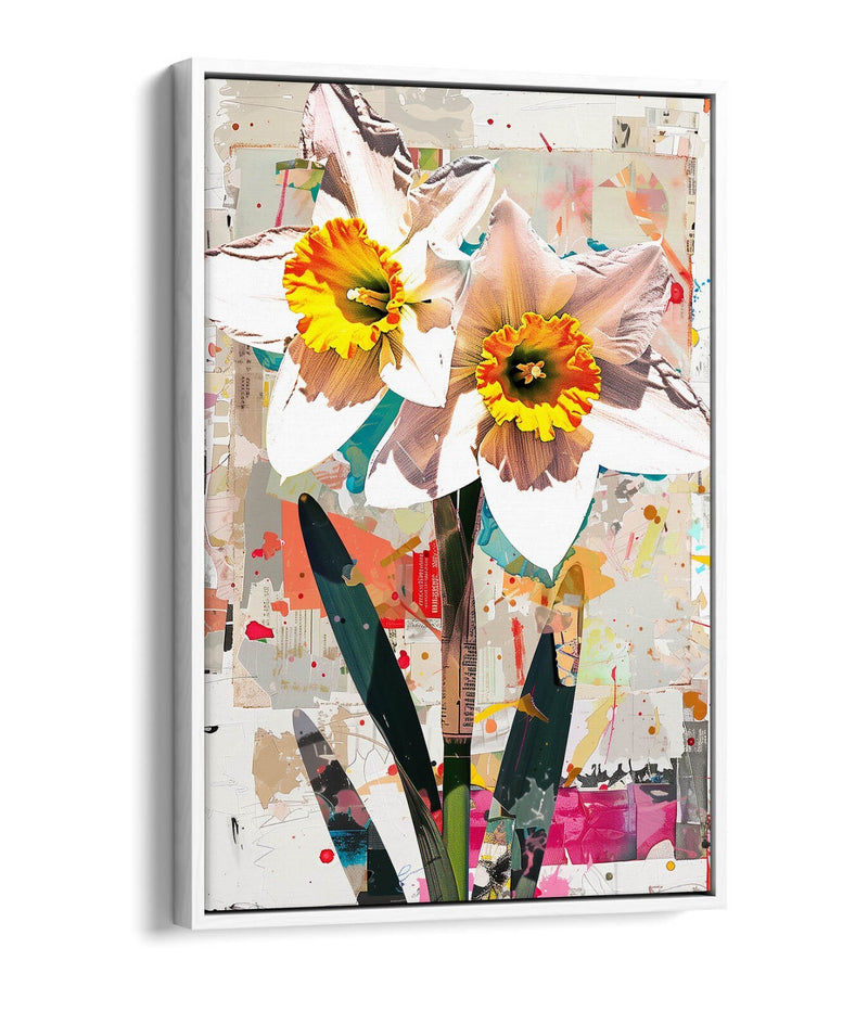Float Effect Canvas Art - Daffodil Flower Artwork on Premium 30mm Deep Frame