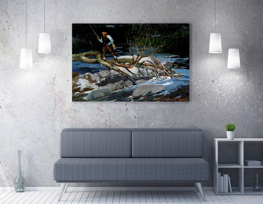 Canvas Wall Art - George Benjamin Luks Trout Fishing Painting | Ready To Hang Print