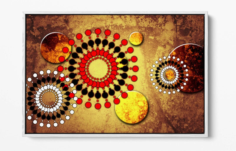 Canvas Wall Art - Red Sun Abstract Shapes | Float Effect Canvas Print, Ready to Hang