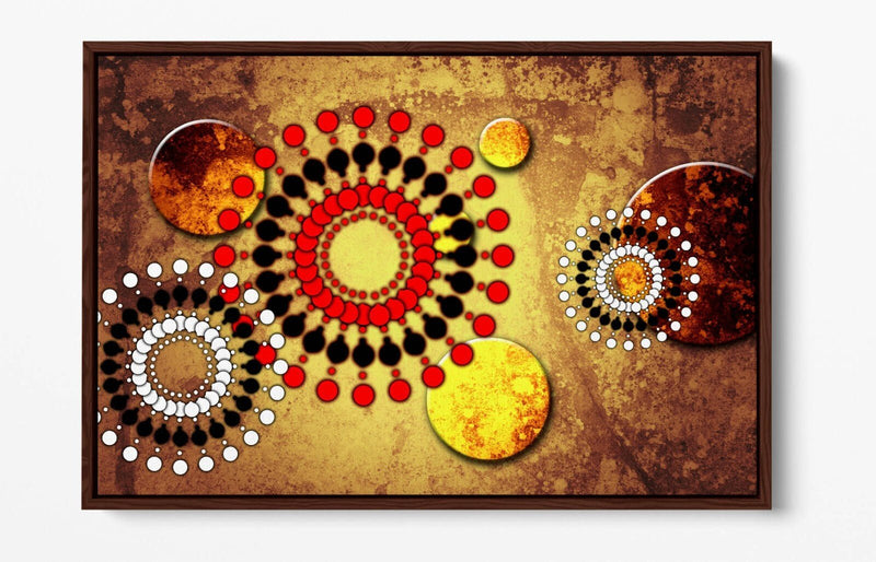 Canvas Wall Art - Red Sun Abstract Shapes | Float Effect Canvas Print, Ready to Hang