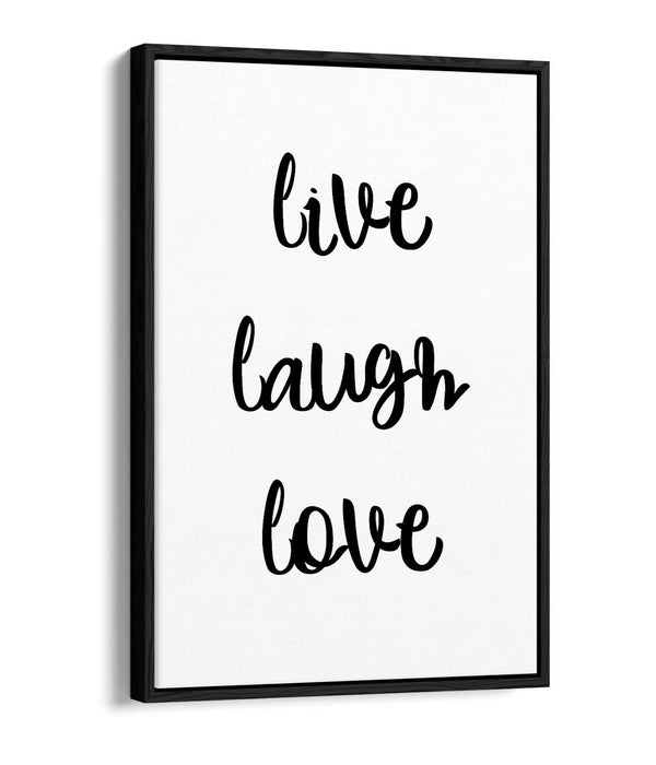 "LIVE LAUGH LOVE" HAPPY INSPIRATIONAL QUOTE HOME -FLOAT EFFECT CANVAS ART PRINT