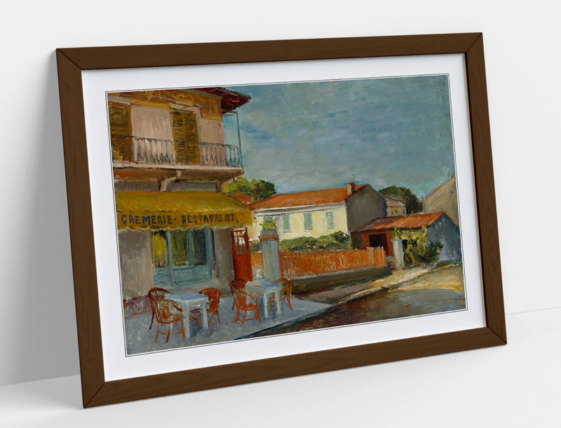 Framed Wall Art Poster - 'Cityscape of Cannes, Meri Genetz' Wall Art Cannes Print With Woodgrain Frame