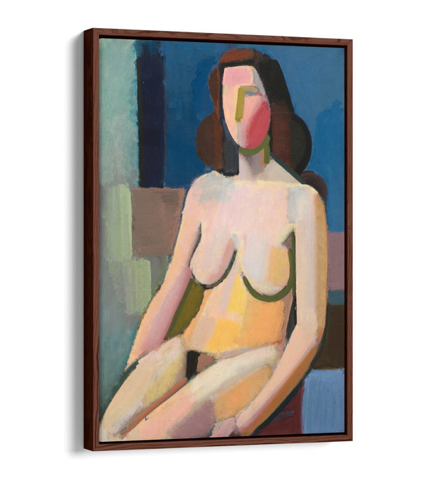 Float Effect Canvas Art - Seated Female Model On Premium MDF Frame With Varnish Finish