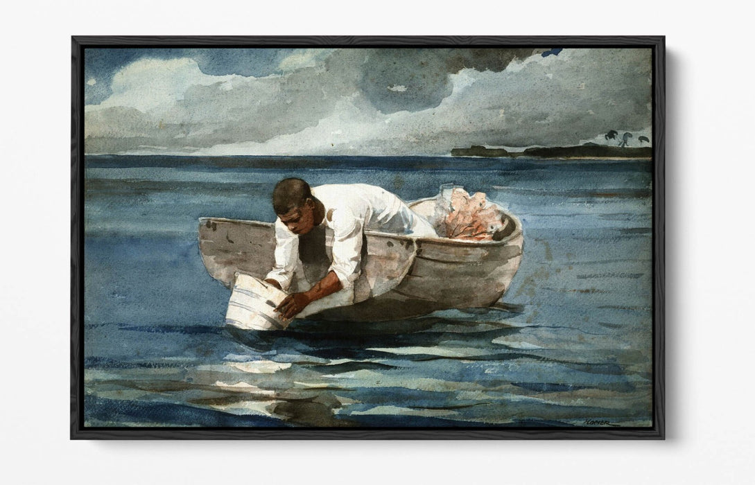 WINSLOW HOMER, THE WATER FAN -FLOAT EFFECT CANVAS WALL ART PRINT