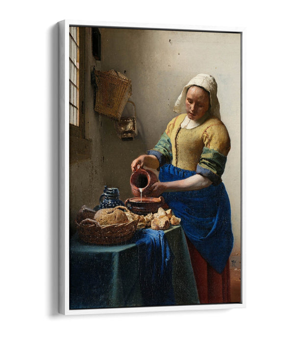 Float Effect Canvas Art - Johannes Vermeer The Milkmaid Premium Wall Print