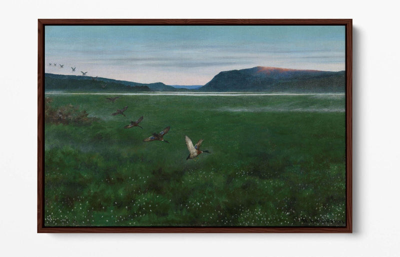Canvas Wall Art – Theodor Kittelsen Wild Ducks Painting | Float Effect Canvas Print