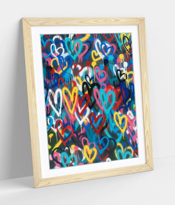 BANKSY LOVE WALL PORTRAIT-ART FRAMED POSTER PICTURE PRINT-RAINBOW MULTI COLOUR