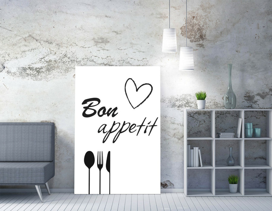 "BON APPETIT" KITCHEN HOME QUOTE SLOGAN -CANVAS WALL ART PICTURE PRINT