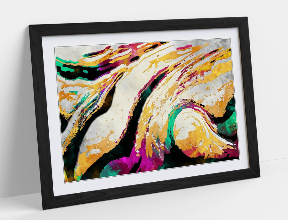 Abstract Swirl Art - Framed Wall Art Bedroom Decor With Wood Grain Frame
