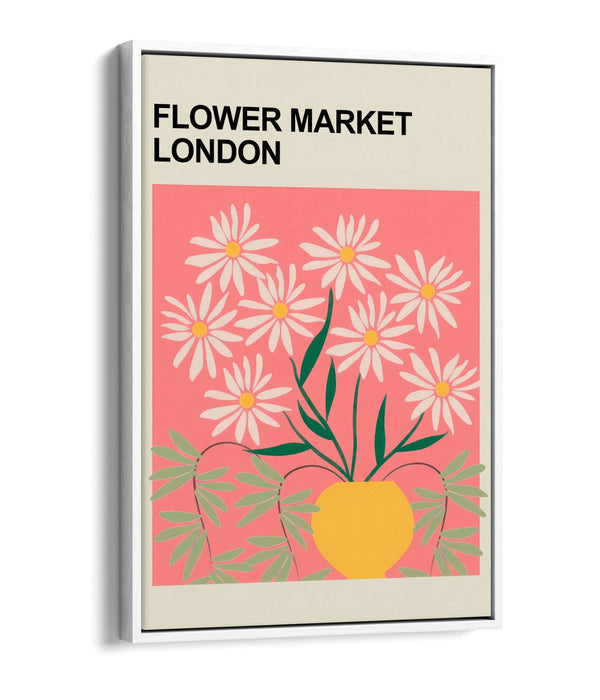 Floral Canvas Art – Flower Market Print | Contemporary Float Effect Canvas Wall Decor