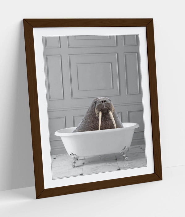 WALRUS IN BATHTUB -QUIRKY ART FRAMED POSTER PICTURE PRINT BATHROOM ARTWORK