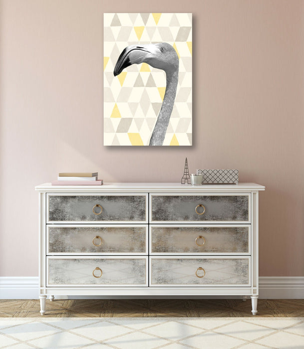 Flamingo Canvas Wall Art - Black And White Geo Spirit Animal Print On Premium Canvas