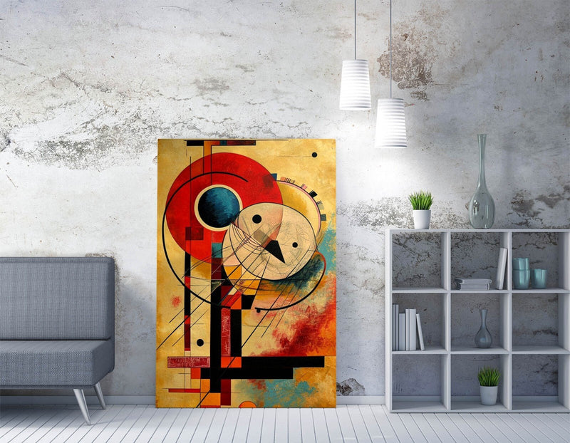 Canvas Wall Art - Abstract Red Beige Pattern Kandinsky Style Decor Print