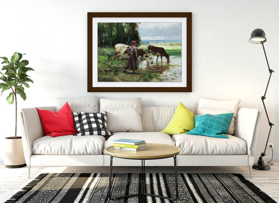 Framed Wall Art - Julien Dupre Young Woman Soaring Cattle Poster Print