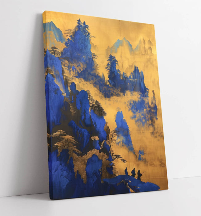 Foggy Forest Canvas Art - Blue Yellow Landscape Wall Art With Premium Varnish Finish