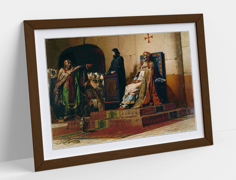 Framed Wall Art - Jean-Paul Laurens Cadaver Synod Poster Print in Wood Grain Frame