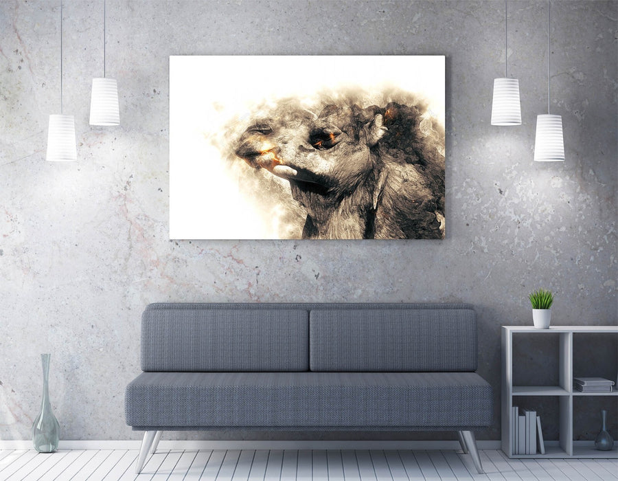 CAMEL SKETCH ABSTRACT ANIMAL ART DECOR -CANVAS FRAMED WALL ART PRINT
