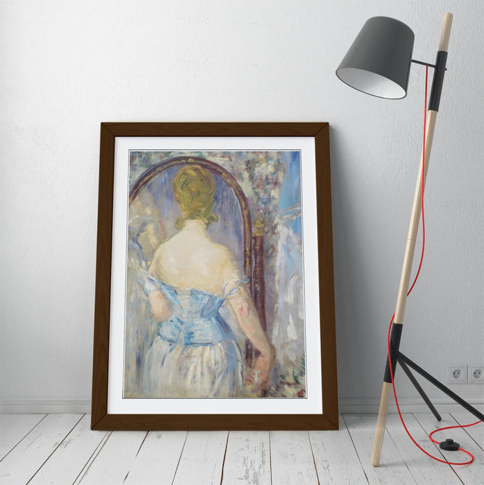 Framed Art Poster - Woman Before Mirror Art Print | UK Made Natural Wood Frame