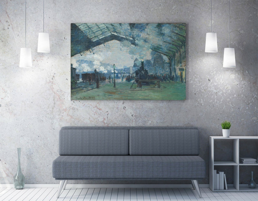 CLAUDE MONET, ARRIVAL OF THE NORMANDY TRAIN -CANVAS WALL ART PAINTING PRINT