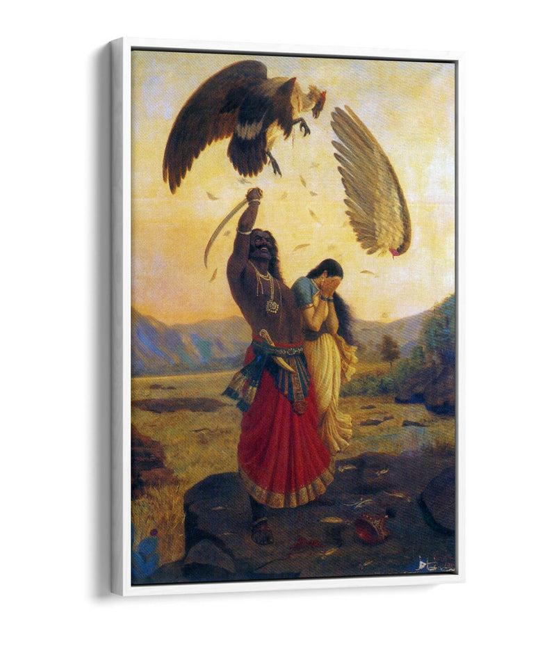 Float Effect Canvas Art - Raja Ravi Varma Jatayu Vadha Premium Wall Decor