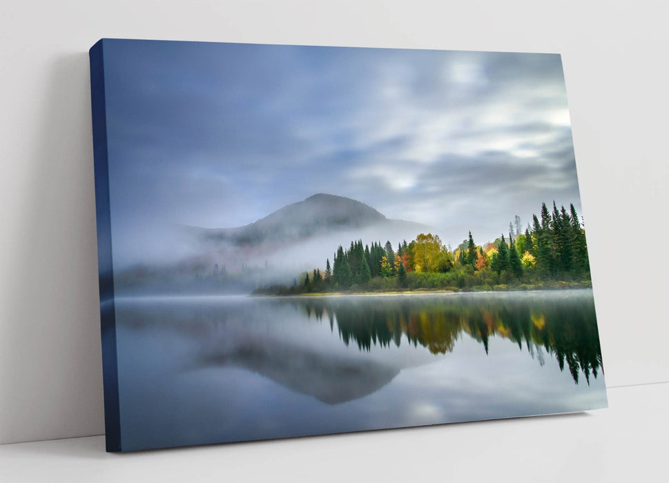 Canvas Wall Art - Lake Forest And Mountain Reflection Premium Canvas Print