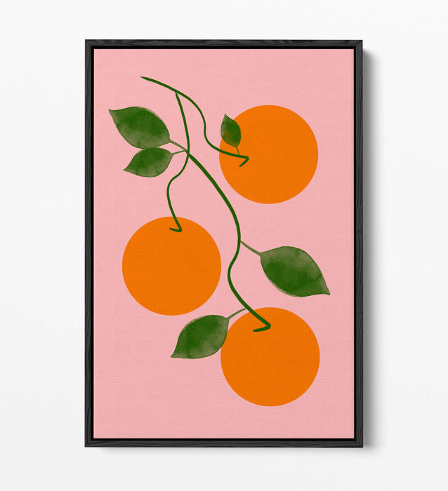 ORANGES ON VINE TRENDY MINIMALIST KITCHEN  -FLOAT EFFECT CANVAS WALL ART PRINT