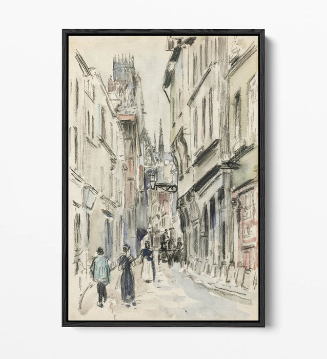 CAMILLE PISSARRO, RUE DAMIETTE ROUEN -FLOAT EFFECT CANVAS WALL ART PRINT
