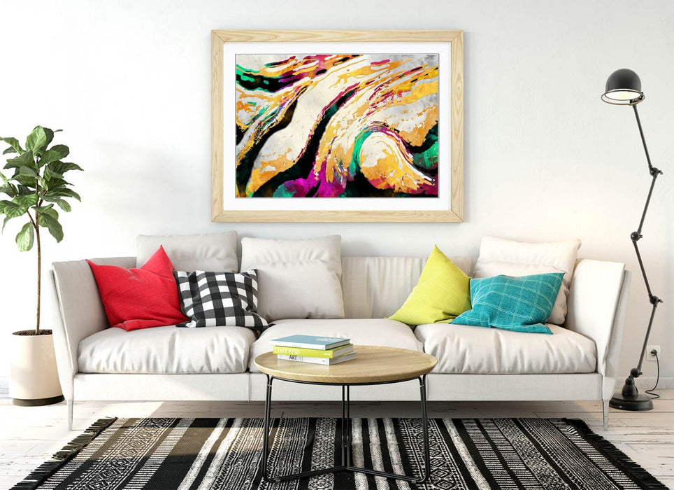Abstract Swirl Art - Framed Wall Art Bedroom Decor With Wood Grain Frame