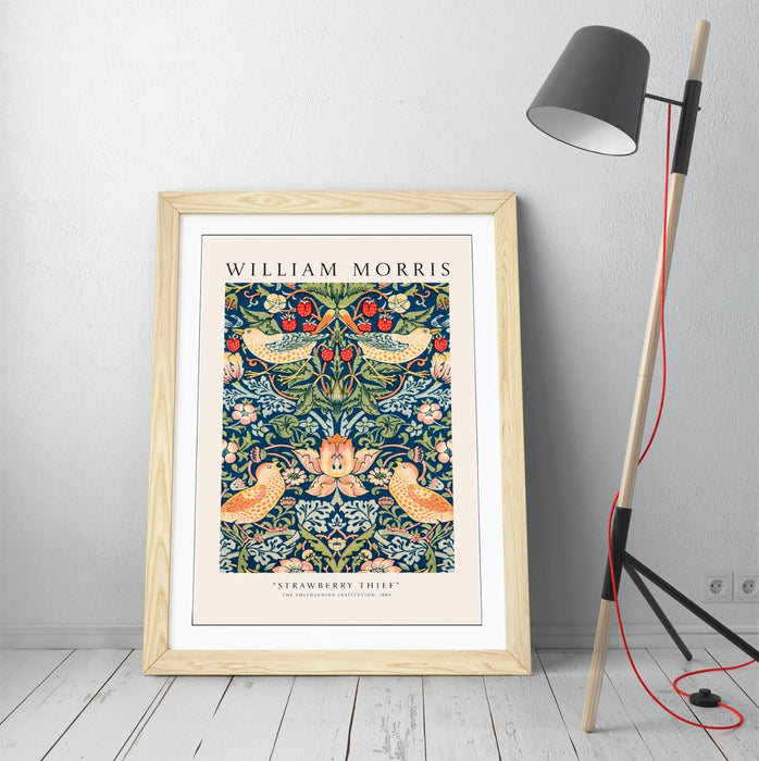 Framed Wall Art William Morris Strawberry Thief Print – Botanical Plant Decor Poster