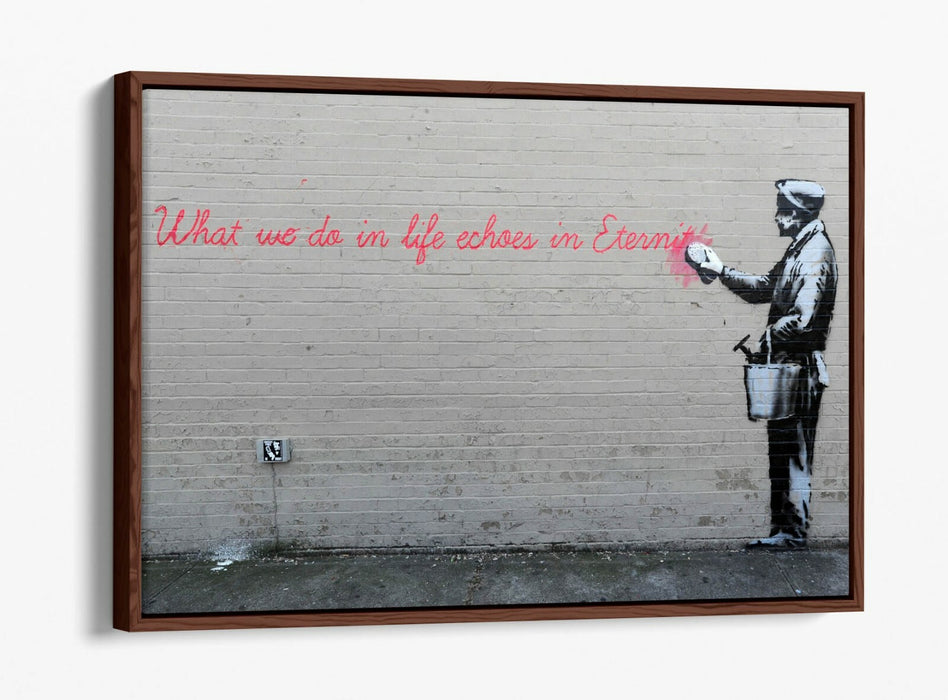 BANKSY WHAT WE DO IN LIFE -FLOAT EFFECT CANVAS WALL ART PIC PRINT- RED