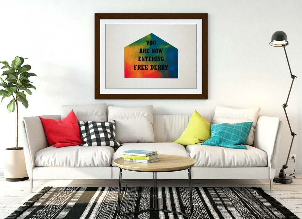 FREE DERRY CORNER IRISH RAINBOW, DERRY GIRLS -FRAMED WALL ART PICTURE PRINT