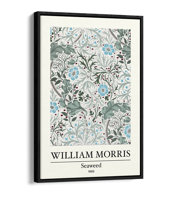 Float Effect Canvas Art - William Morris Floral Print | 30mm Deep Frame Wall Decor