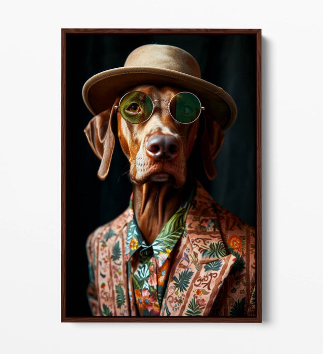Funky Dog Canvas Art - Float Effect Canvas Wall Decor With Suit And Sunglasses