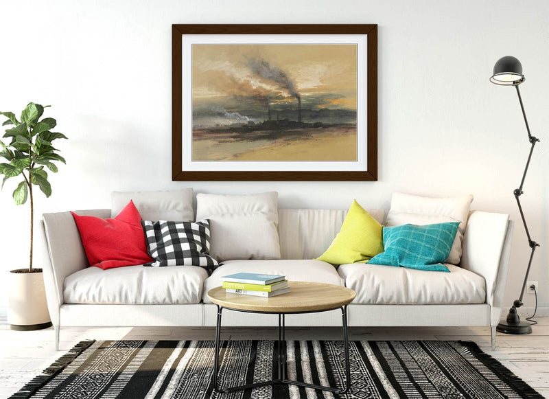 Framed Wall Art Poster Featuring Thomas Moran Smelting Works Artwork - UK Handmade Frame