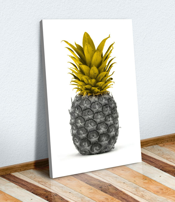 Canvas Wall Art Print – Pineapple Black White Yellow Mustard Decor on Archival Grade Canvas